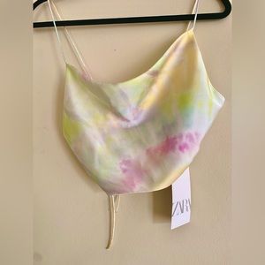 ZARA tie-dye silk crop top